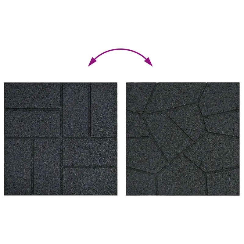 Žingsnių akmuo 6 pcs Juodas 40,5 x 40,5 x 2 cm Guma
