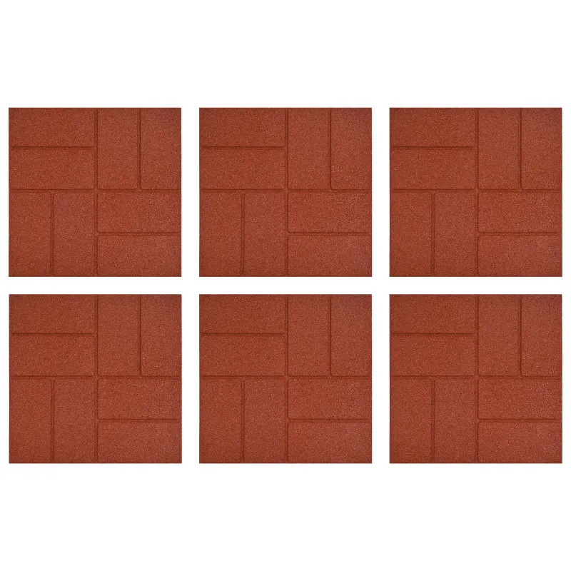 Žingsnių akmuo 6 pcs Raudona 40,5 x 40,5 x 2 cm Guma