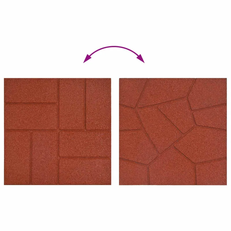 Žingsnių akmuo 6 pcs Raudona 40,5 x 40,5 x 2 cm Guma