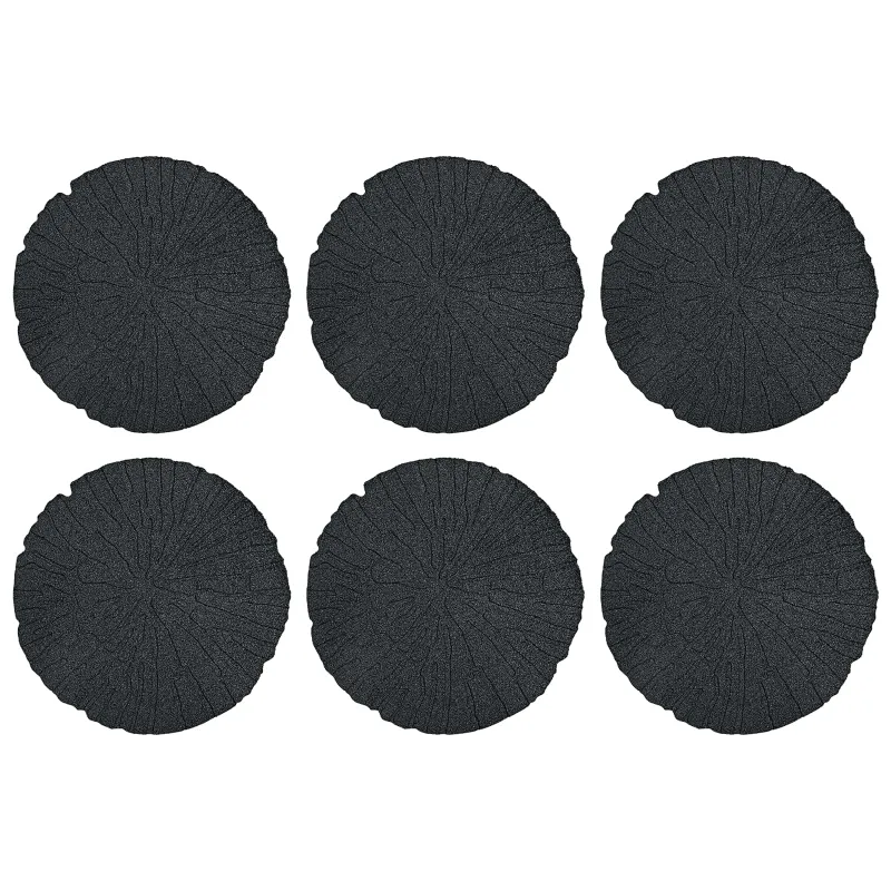 Žingsnių akmuo 6 pcs Juodas Ø 45 x 1,8 cm Guma