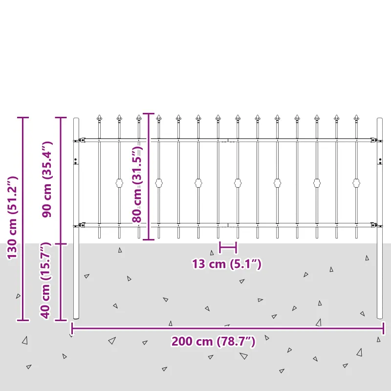Spyruoklinė tvora Asten Juoda 200 x 130 cm