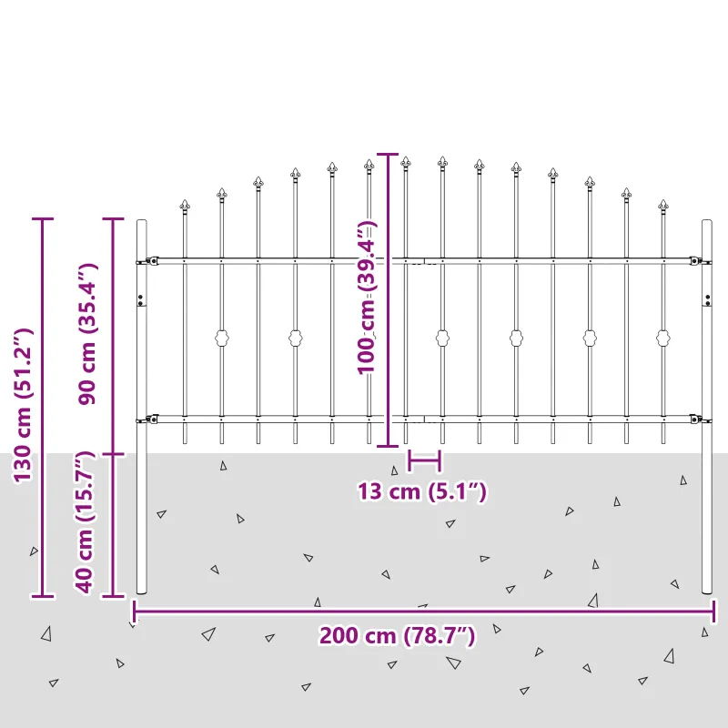 Spyruoklinė tvora Asten Juoda 200 x 130 cm