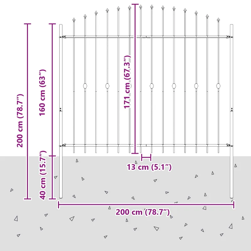 Spyruoklinė tvora Asten Juoda 200 x 200 cm