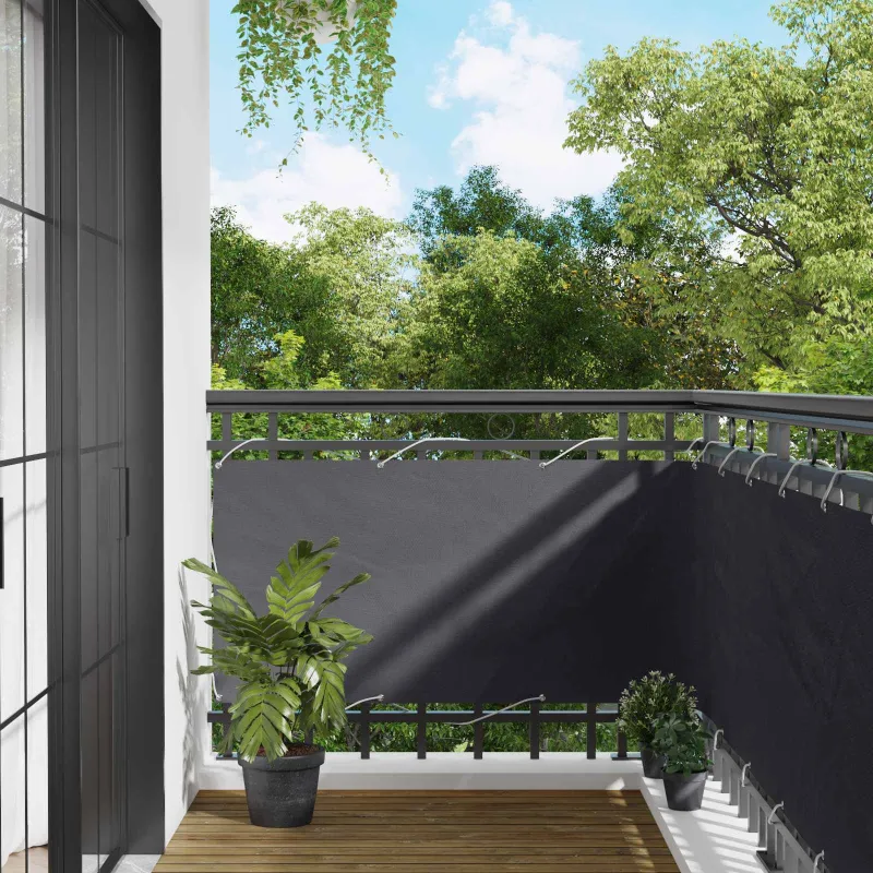 Balkono Ekranas Antracitas 75 x 200 cm PU dengtas oksfordas alu