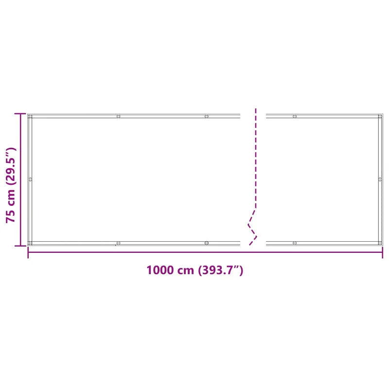 Balkono Ekranas Vyšninė 75 x 1000 cm PU dengtas oksfordas alu