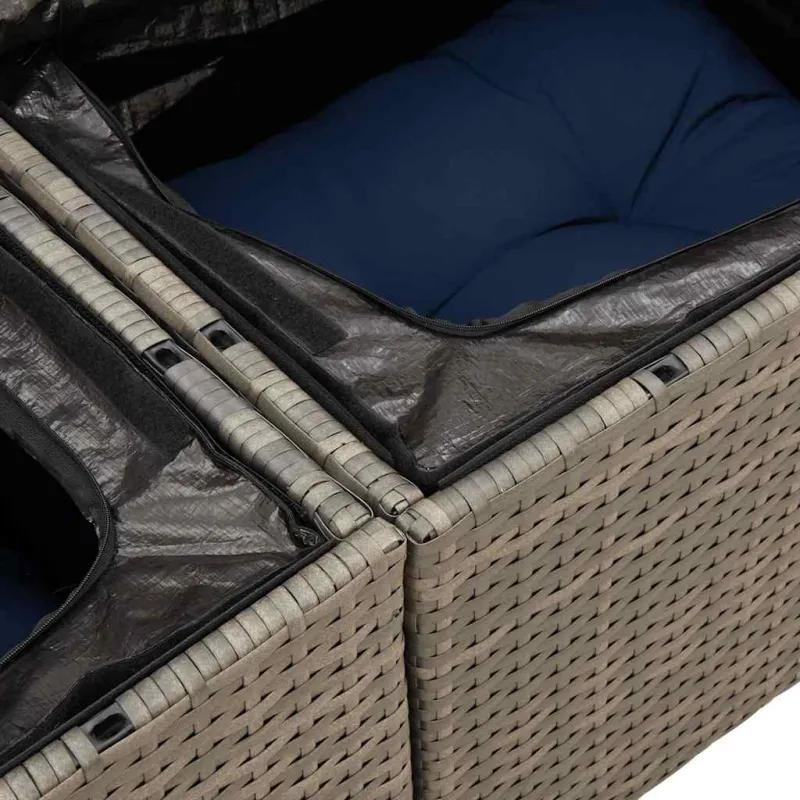 Sodo komplekti, 11 osaa, harmaa, polyrattana, pehmusteilla