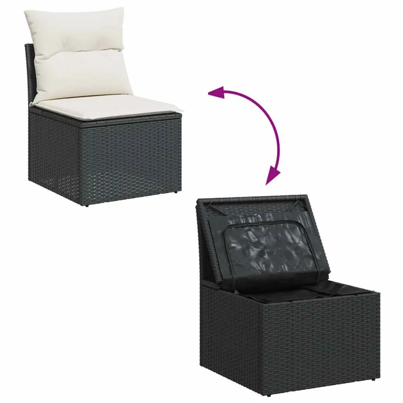 Soodekomplekti ja pehmusteet, 7 osaa, polyrattana/akasia