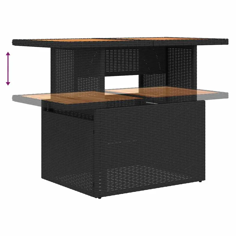 Soodekompletti ja pehmusteet, 5-osainen, polyratasta/akasiasta