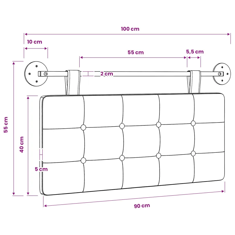 Pakabinamas lovos galvūgalis Raudona Dirbtinė oda