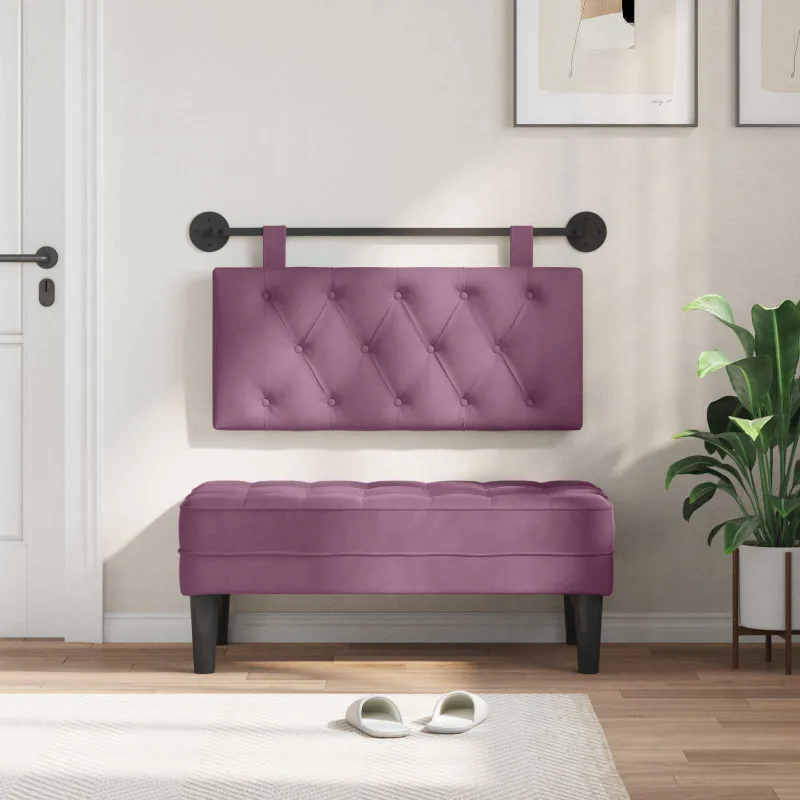 Pakabinamas lovos galvūgalis Su LED šviesa Violetinė Aksomas