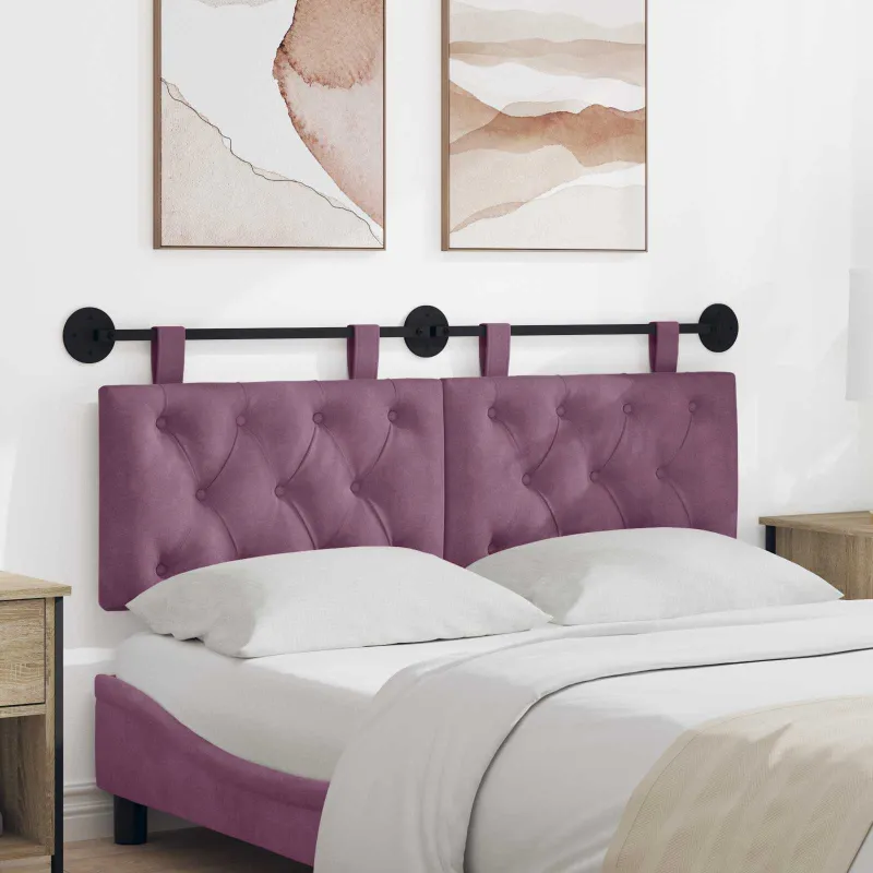 Pakabinamas lovos galvūgalis Su LED šviesa Violetinė Aksomas
