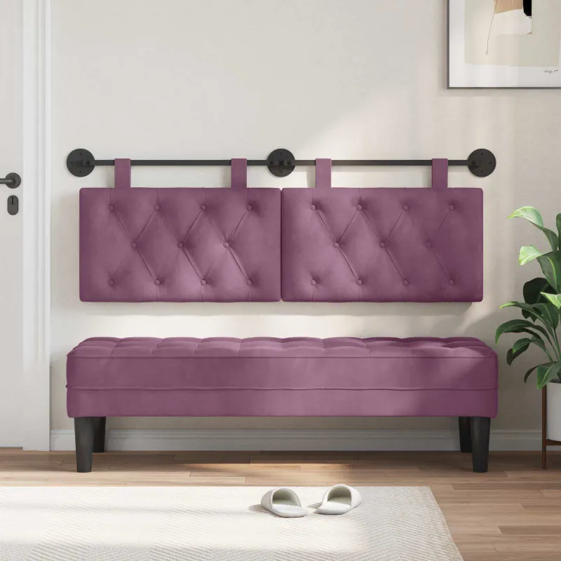Pakabinamas lovos galvūgalis Su LED šviesa Violetinė Aksomas