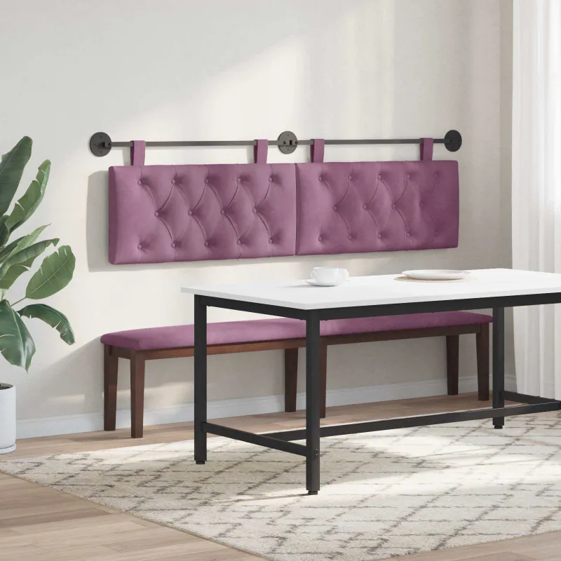 Pakabinamas lovos galvūgalis Su LED šviesa Violetinė Aksomas