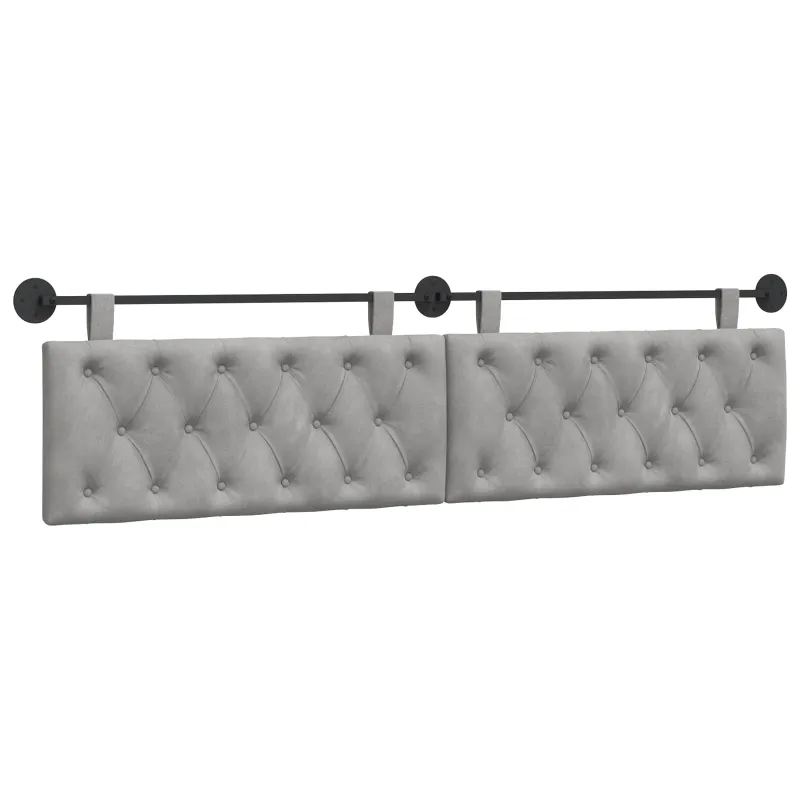 Pakabinamas lovos galvūgalis Šviesiai pilka Aksomas
