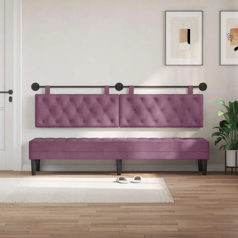 Pakabinamas lovos galvūgalis Su LED šviesa Violetinė Aksomas