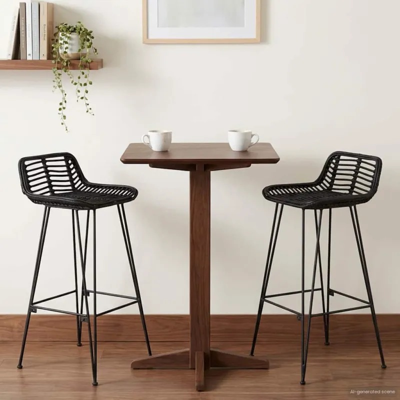 Baro taburetė 2 pcs Juodas 44 x 46 x 91 cm Ratana ir Plienas
