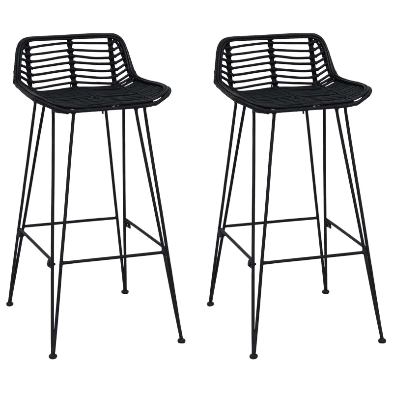 Baro taburetė 2 pcs Juodas 44 x 46 x 91 cm Ratana ir Plienas