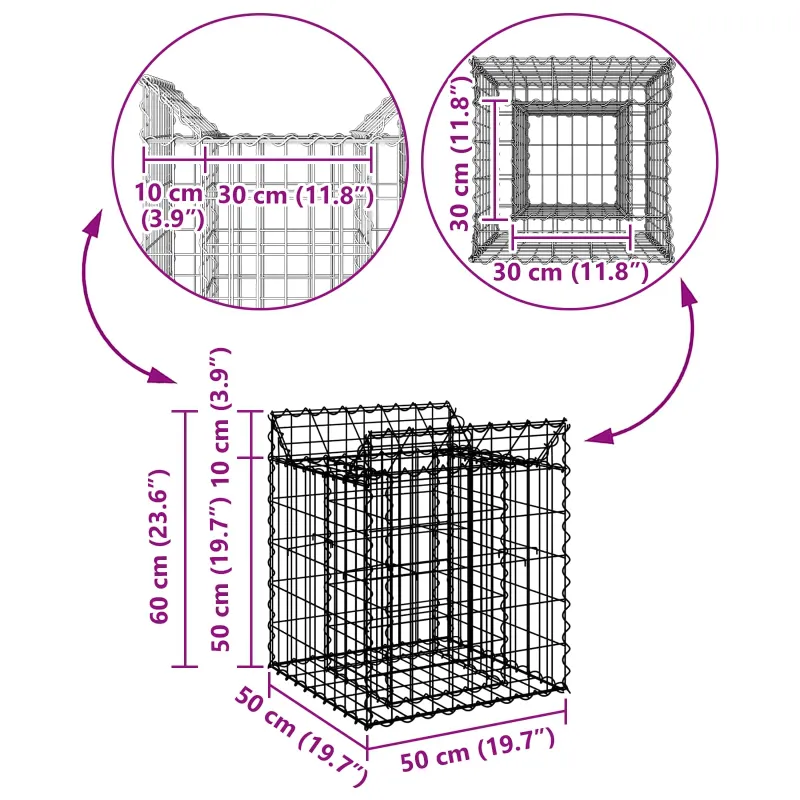 Gabioninė pakelta lova Sidabrinė