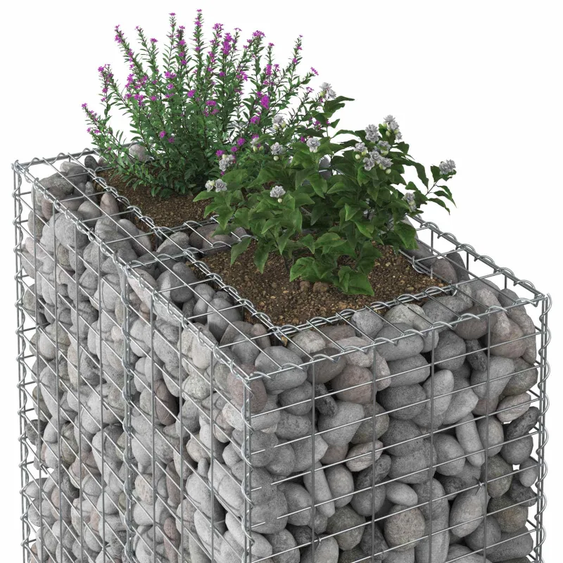 Gabioninė pakelta lova Sidabro