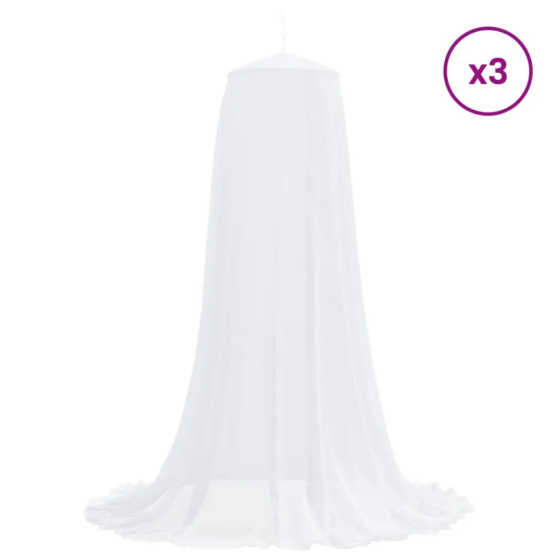 Uodų tinklas lovai 3 pcs 156 akies Balta Ø56 x 220 cm