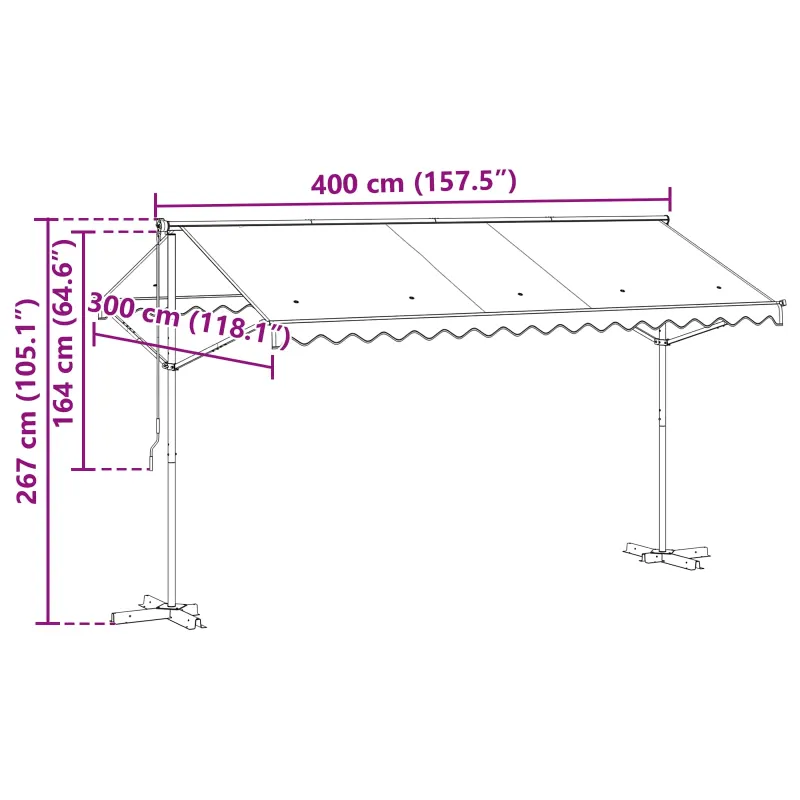Atvira markizė 4 × 3 m Poliesteris Antracito