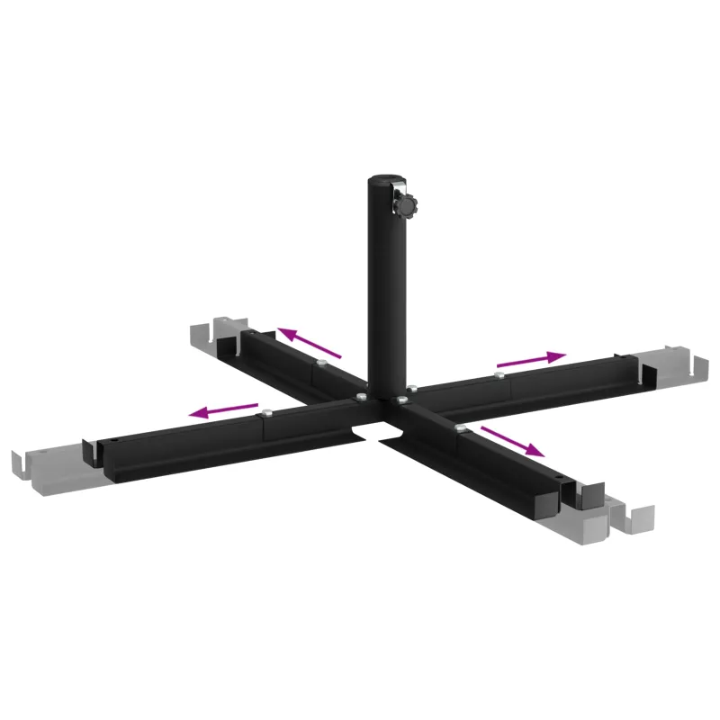 Parasol bazės kryžminis rėmas Juodas Plienas for 25–50 mm Pole