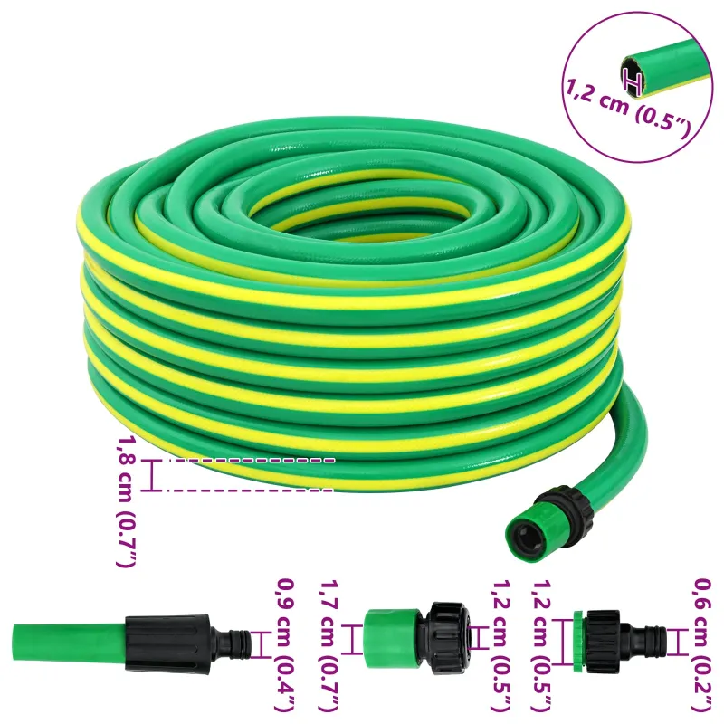Sodo žarna 5 sluoksnių Žalia ir geltona 12 mm 30 m PVC