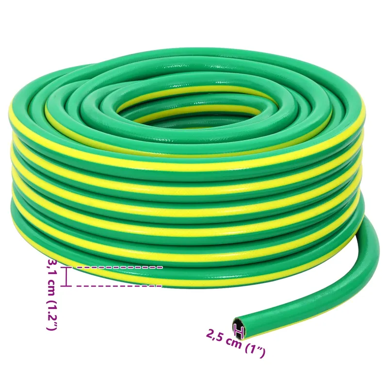 Sodo žarna 5 sluoksnių Žalia ir geltona 1" 50 m PVC