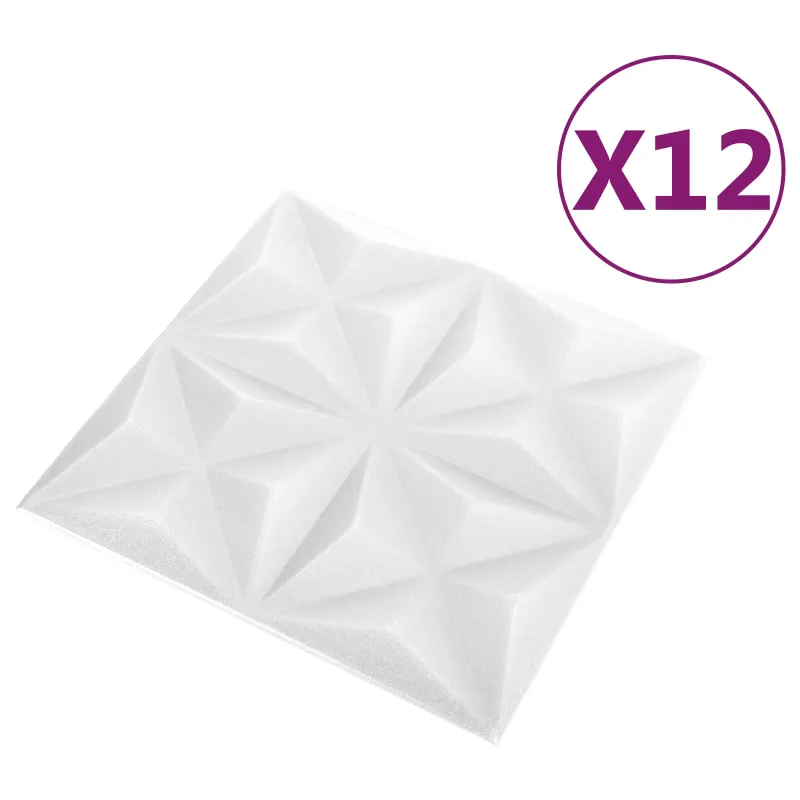 Sienų plokštės 12 pcs Origami Baltas 50 x 50 cm XPS Putplastis