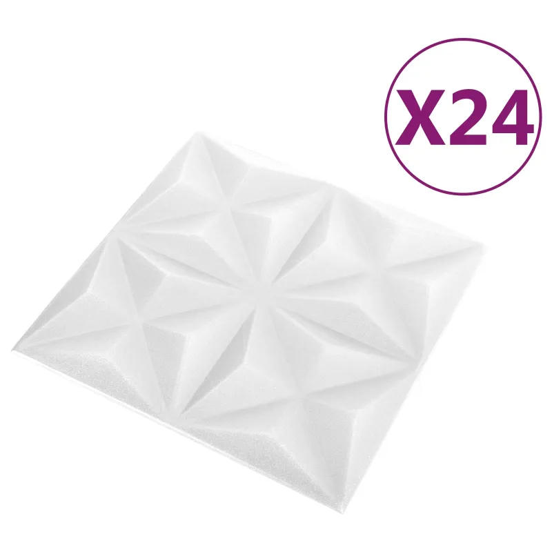 Sienų plokštės 24 pcs Origami Baltas 50 x 50 cm XPS Putplastis