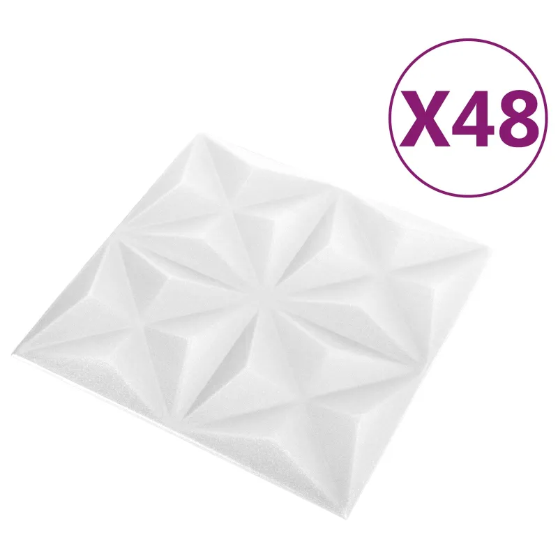 Sienų plokštės 48 pcs Origami Baltas 50 x 50 cm XPS Putplastis