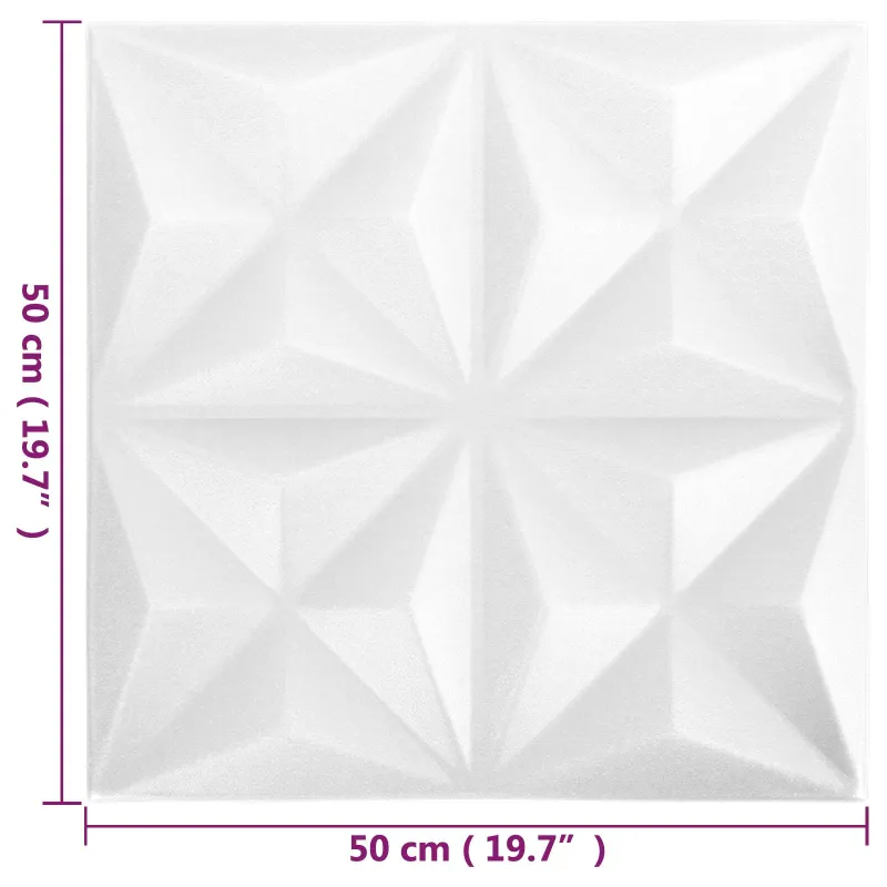 Sienų plokštės 48 pcs Origami Baltas 50 x 50 cm XPS Putplastis
