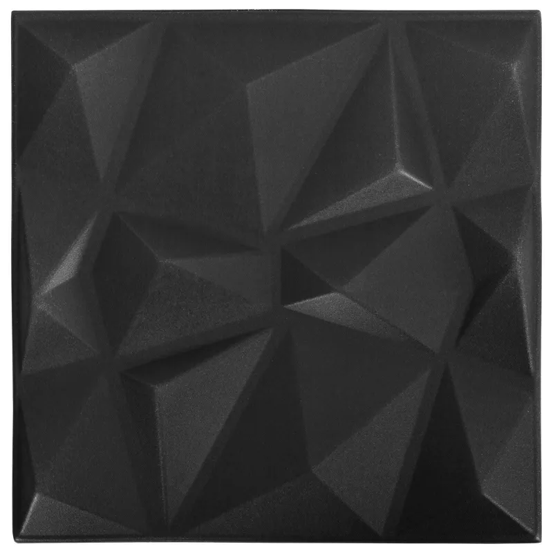 Sienų plokštės 24 pcs Diamond Juodas 50 x 50 cm XPS Putplastis