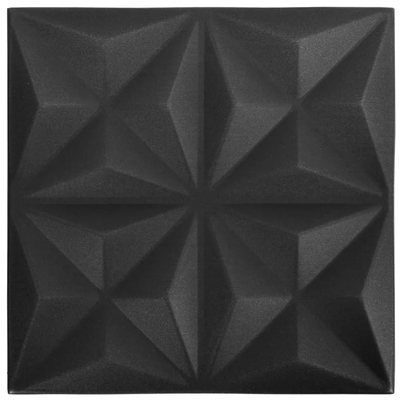 Sienų plokštės 48 pcs Origami Juodas 50 x 50 cm XPS Putplastis