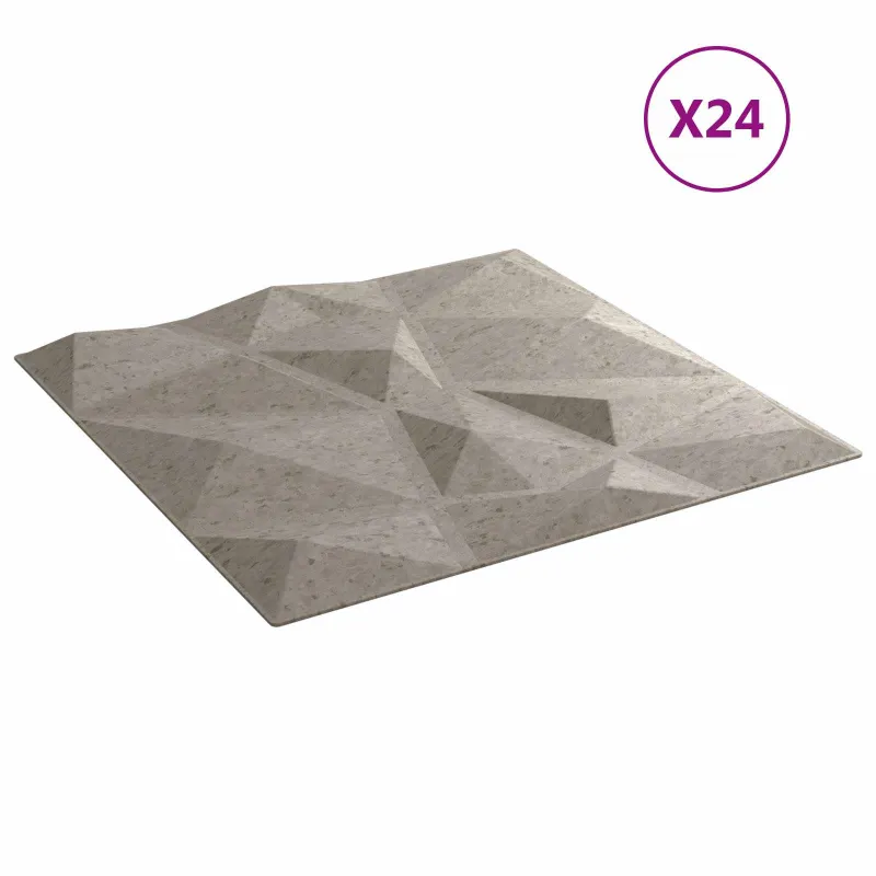 Sienų plokštės 24 pcs Betono pilka 50 x 50 cm XPS Putplastis