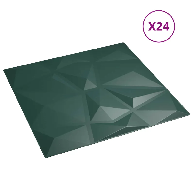 Sienų plokštės 24 pcs Žalia 50 x 50 cm XPS Putplastis