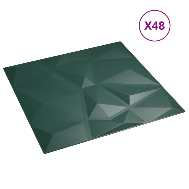 Sienų plokštės 48 pcs Žalia 50 x 50 cm XPS Putplastis