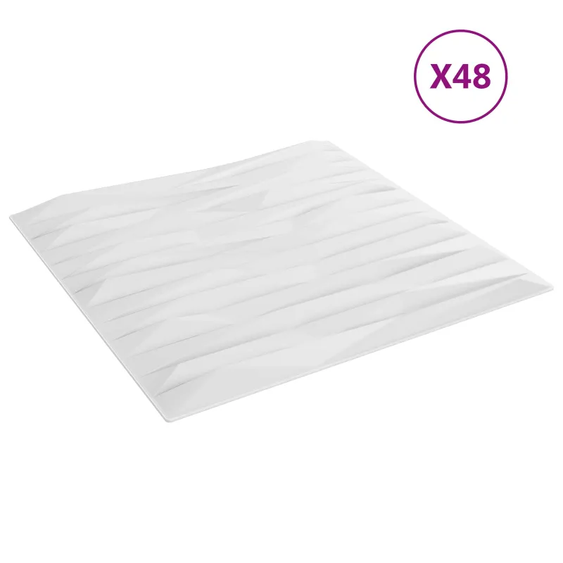 Sienų plokštės 48 pcs Baltas akmuo 50 x 50 cm XPS Putplastis