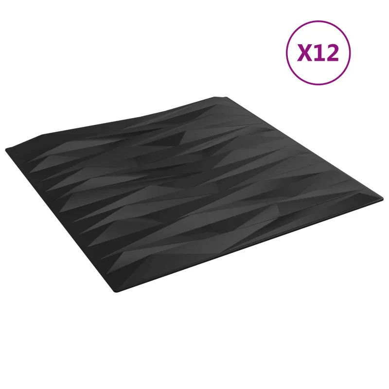 Sienų plokštės 12 pcs Juodas Akmuo 50 x 50 cm XPS Putplastis
