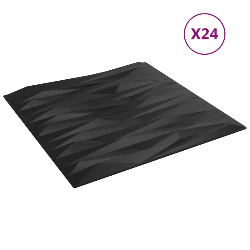 Sienų plokštės 24 pcs Juodas Akmuo 50 x 50 cm XPS Putplastis