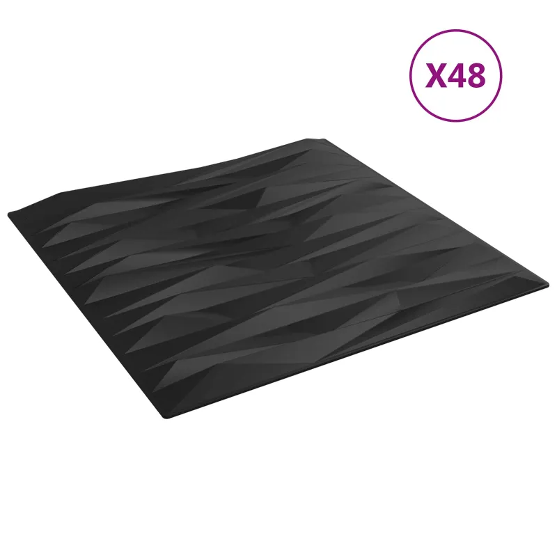 Sienų plokštės 48 pcs Juodas Akmuo 50 x 50 cm XPS Putplastis