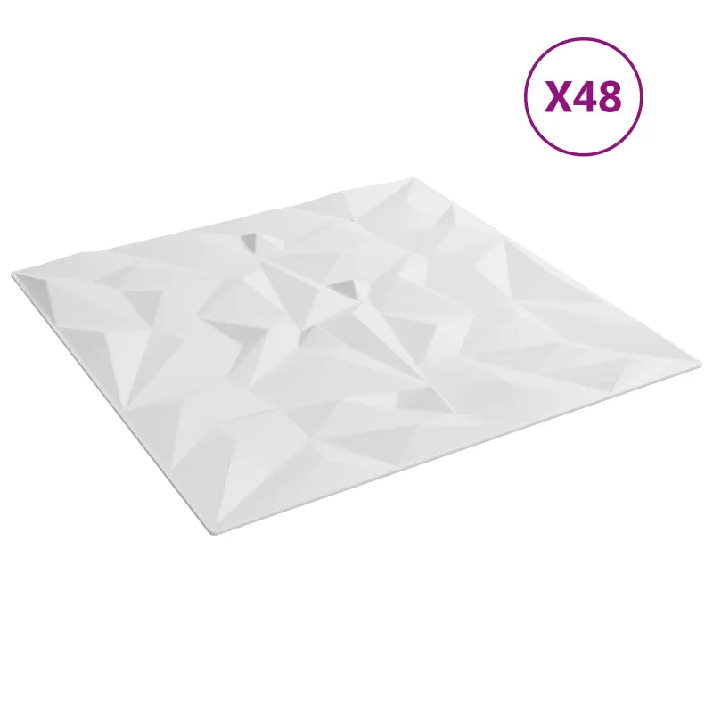 Sienų plokštės 48 pcs Balta 50 x 50 cm XPS Putplastis