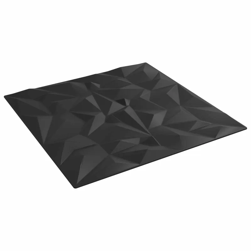 Sienų plokštės 24 pcs Juoda 50 x 50 cm XPS Putplastis
