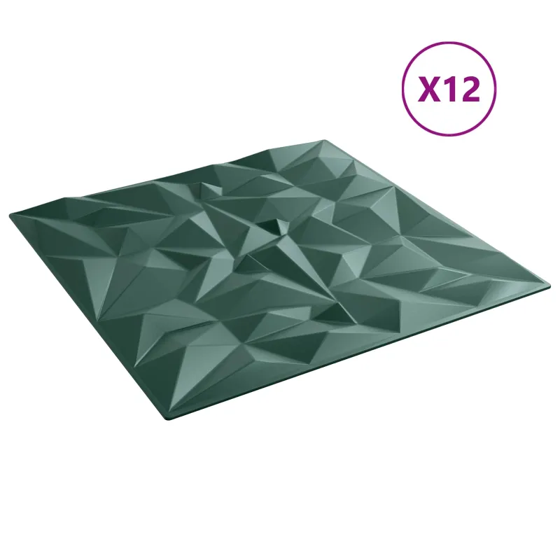 Sienų plokštės 12 pcs Amethyst Žalias 50 x 50 cm XPS Putplastis