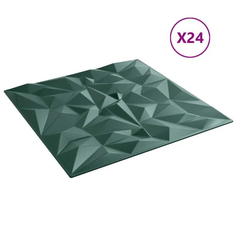 Sienų plokštės 24 pcs Amethyst Žalias 50 x 50 cm XPS Putplastis
