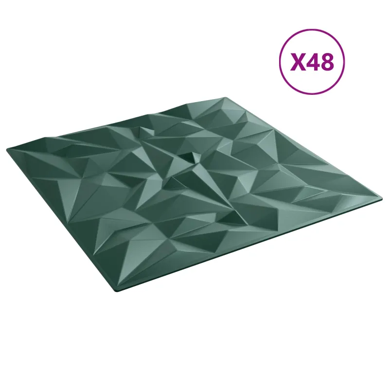 Sienų plokštės 48 pcs Amethyst Žalias 50 x 50 cm XPS Putplastis