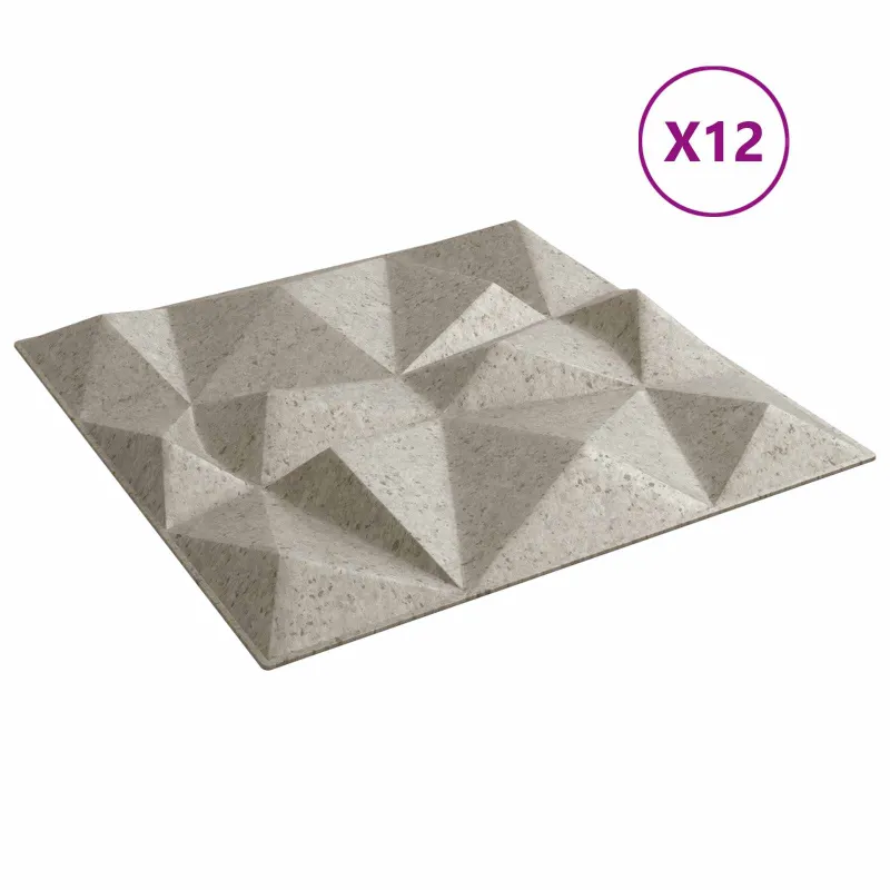 Sienų plokštės 12 pcs Diamond Beton 50 x 50 cm XPS Putplastis