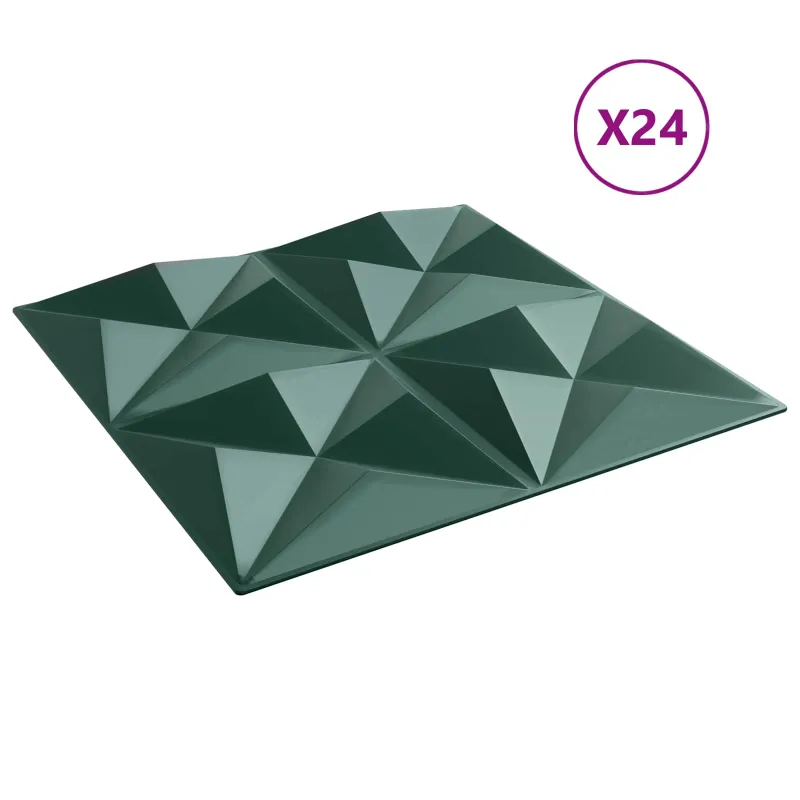 Sienų plokštės 24 pcs Origami Žalias 50 x 50 cm XPS Putplastis