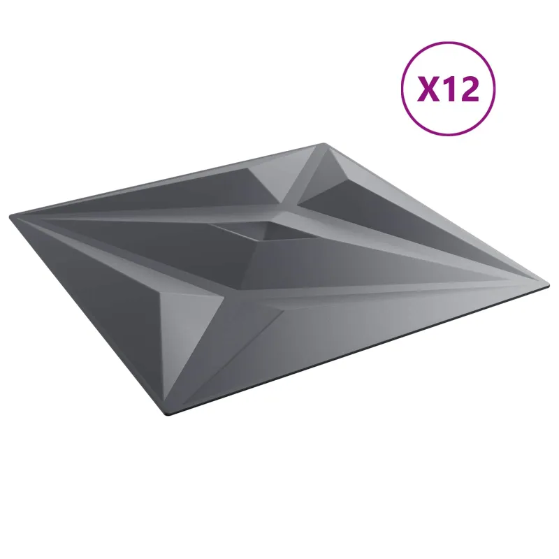 Sienų plokštės 12 pcs Star Pilkas 50 x 50 cm XPS Putplastis