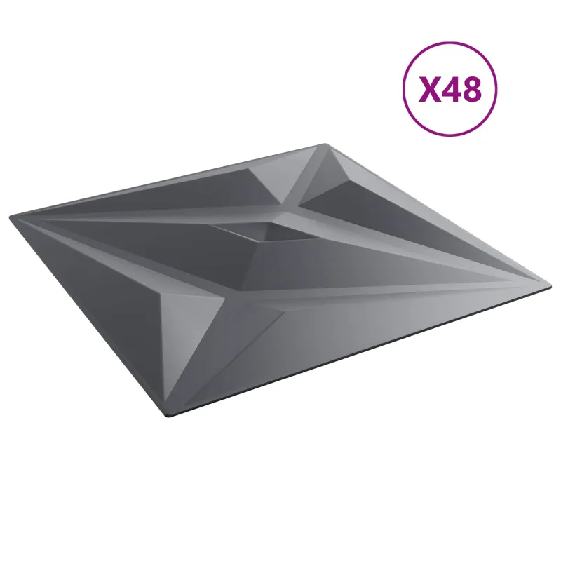 Sienų plokštės 48 pcs Star Pilkas 50 x 50 cm XPS Putplastis